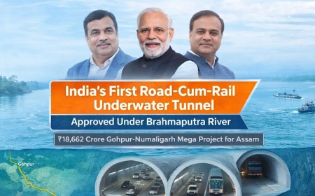 भारत का पहला ब्रह्मपुत्र नदी के नीचे रोड और रेलवे सुरंग को मिली कैबिनेट की मंजूरी